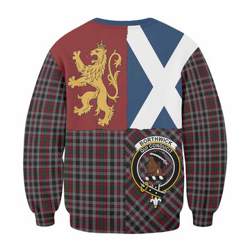 Borthwick Crest Tartan Sweatshirt with Lion Rampant Saltire Style