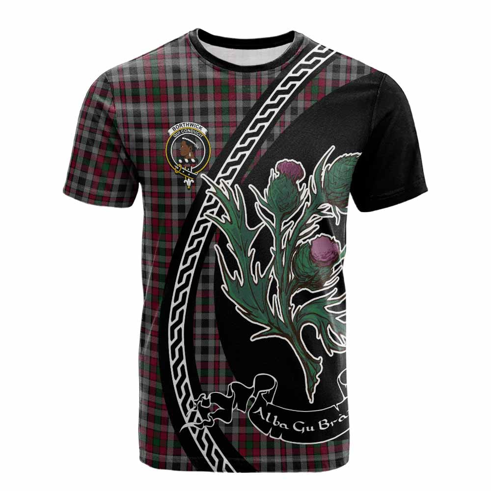 Borthwick Family Crest Tartan Cotton T-shirt Alba Thistle Inspired - Tartan Vibes Clothing