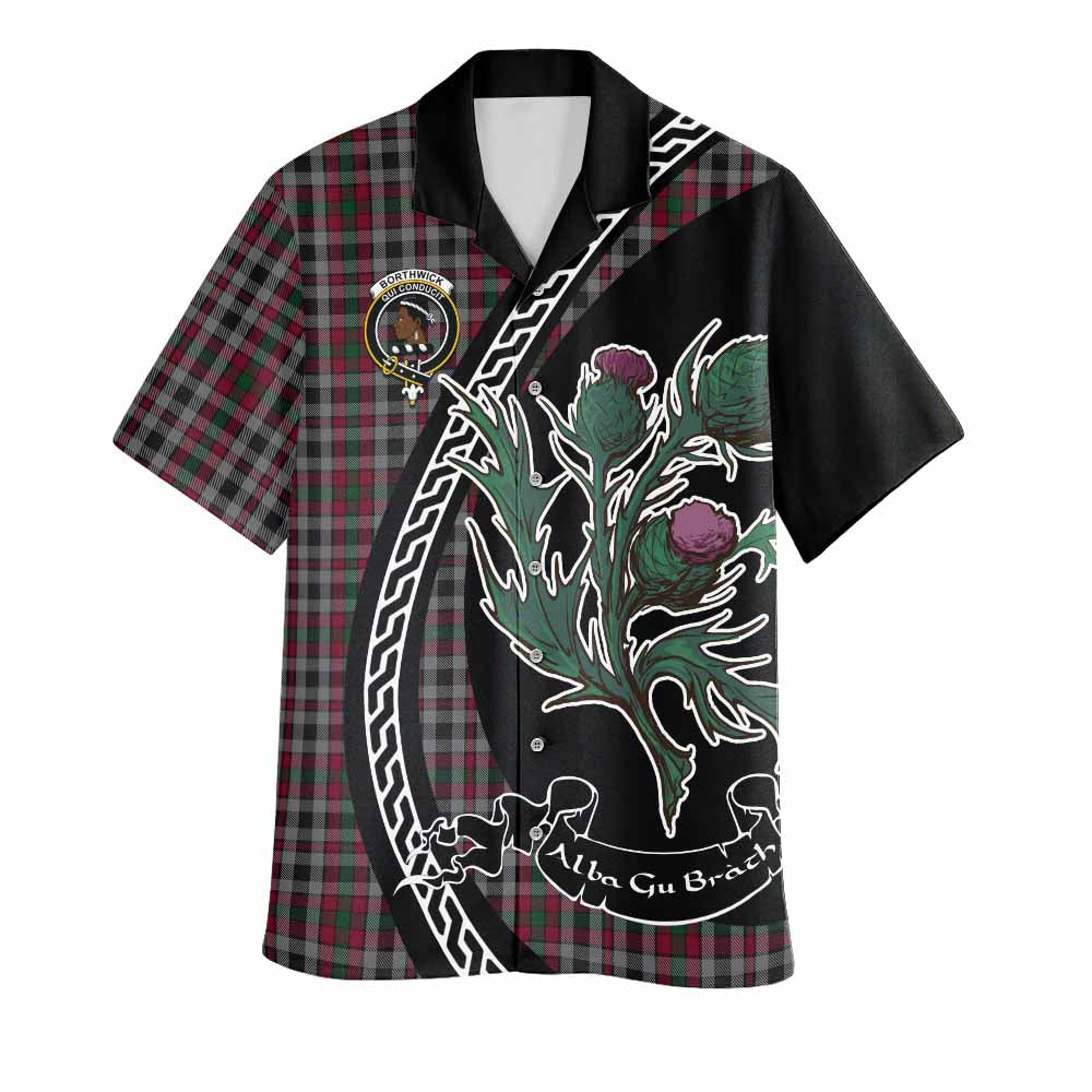 Borthwick Family Crest Tartan Hawaiian Shirt Alba Thistle Inspired - Tartan Vibes Clothing