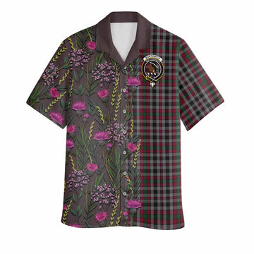 Borthwick Family Crest Tartan Hawaiian Shirt Scottish Thistle Flower Pattern Half Style - Tartan Vibes Clothing
