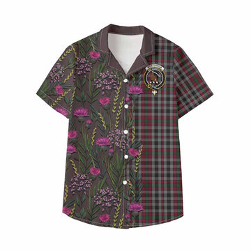 Borthwick Family Crest Tartan Kid Hawaiian Shirt Scottish Thistle Flower Pattern Half Style - Tartan Vibes Clothing