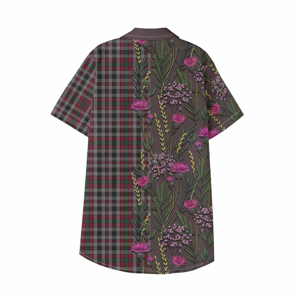 Borthwick Family Crest Tartan Kid Hawaiian Shirt Scottish Thistle Flower Pattern Half Style - Tartan Vibes Clothing