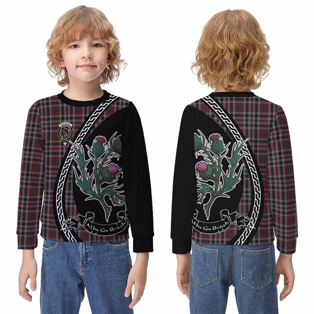 Borthwick Family Crest Tartan Kid Knitted Sweatshirt Alba Thistle Inspired - Tartan Vibes Clothing
