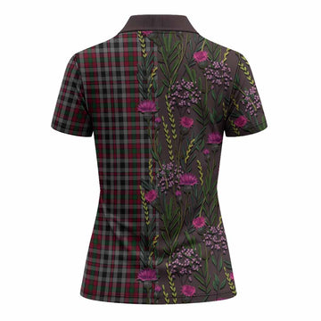 Borthwick Family Crest Tartan Women Polo Shirt Scottish Thistle Flower Pattern Half Style - Tartan Vibes Clothing