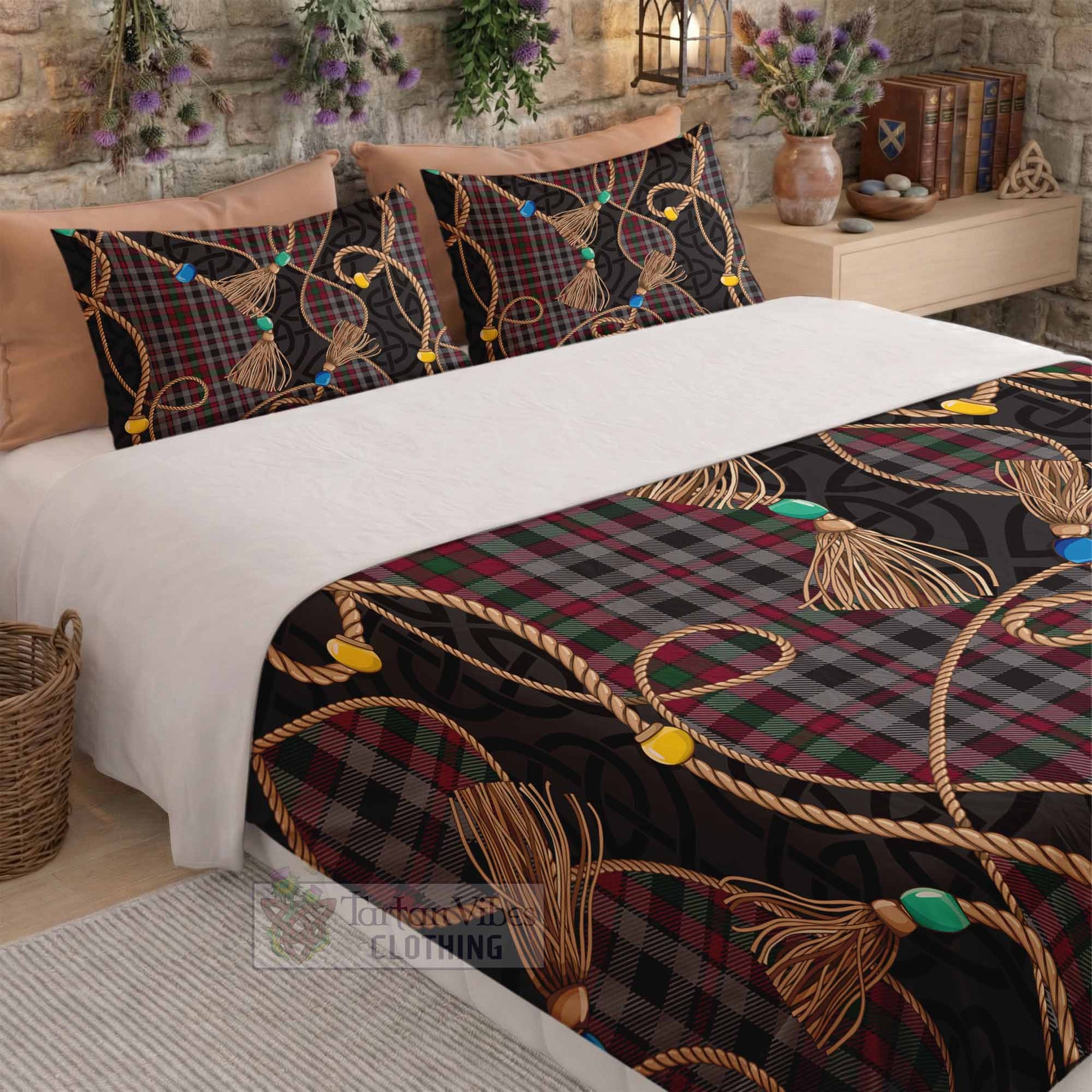 Borthwick Scottish Tartan Twisted Ropes Stylized Bedding Set - Tartan Vibes Clothing