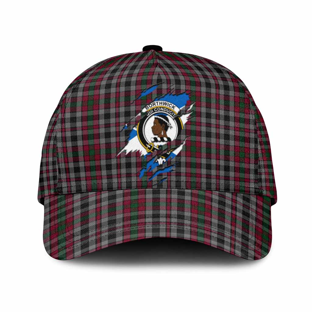 Borthwick Tartan Classic Cap with Family Crest In Me Style