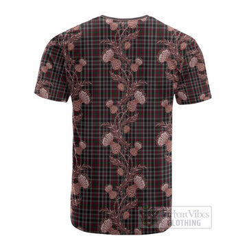 Borthwick Tartan Cotton T-shirt Seamless Scottish Thistle Flowers