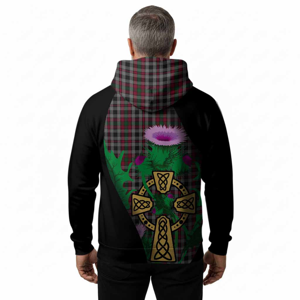 Borthwick Tartan Crest Hoodie Celtic Cross Thistle Flowers
