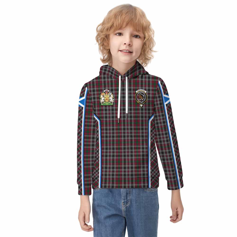 Borthwick Tartan Crest Kid Hoodie Scotland Coat of Arm Flag Style - Tartan Vibes Clothing