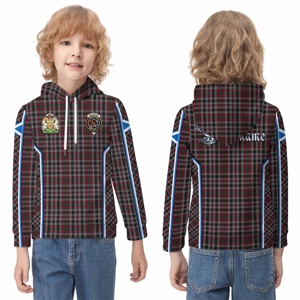 Borthwick Tartan Crest Kid Hoodie Scotland Coat of Arm Flag Style - Tartan Vibes Clothing