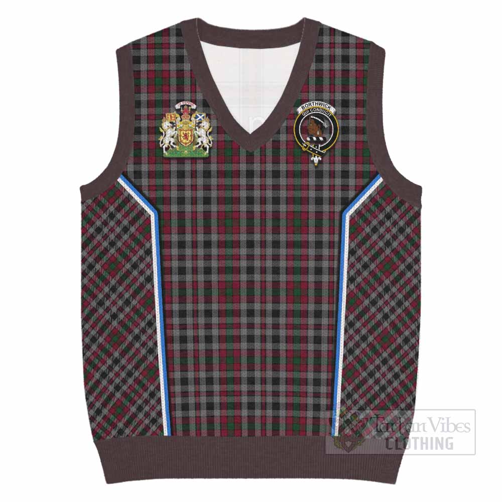Borthwick Tartan Crest Knitted V-Neck Vest Scotland Coat of Arm Flag Style - Tartan Vibes Clothing