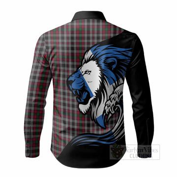 Borthwick Tartan Crest Long Sleeve Button Shirts Scottish Golden Lions Wave Flow