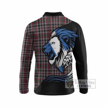 Borthwick Tartan Crest Long Sleeve Polo Shirt Scottish Golden Lions Wave Flow