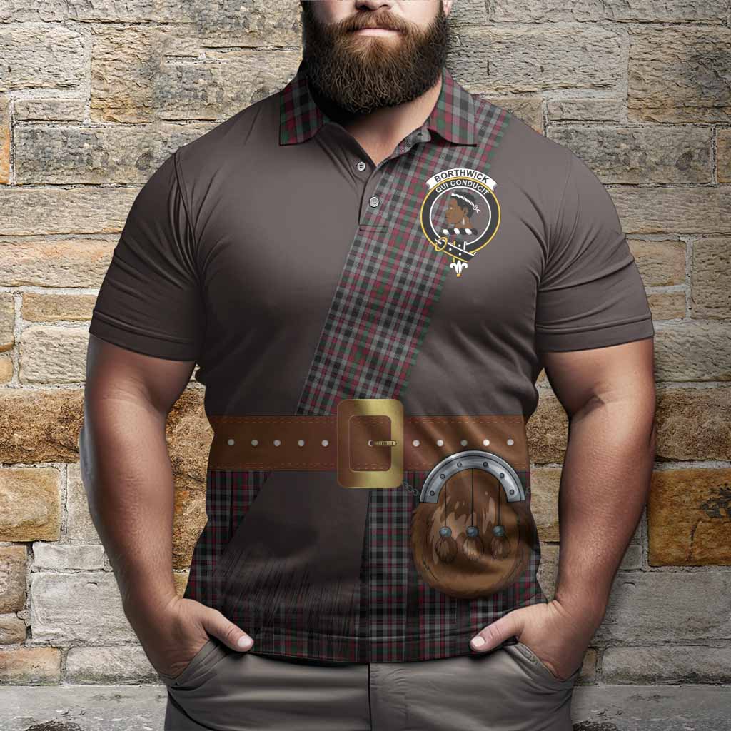 Borthwick Tartan Crest Polo Shirt Kilt Costume Style
