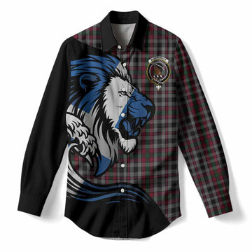 Borthwick Tartan Crest Women Casual Shirt Scottish Golden Lions Wave Flow