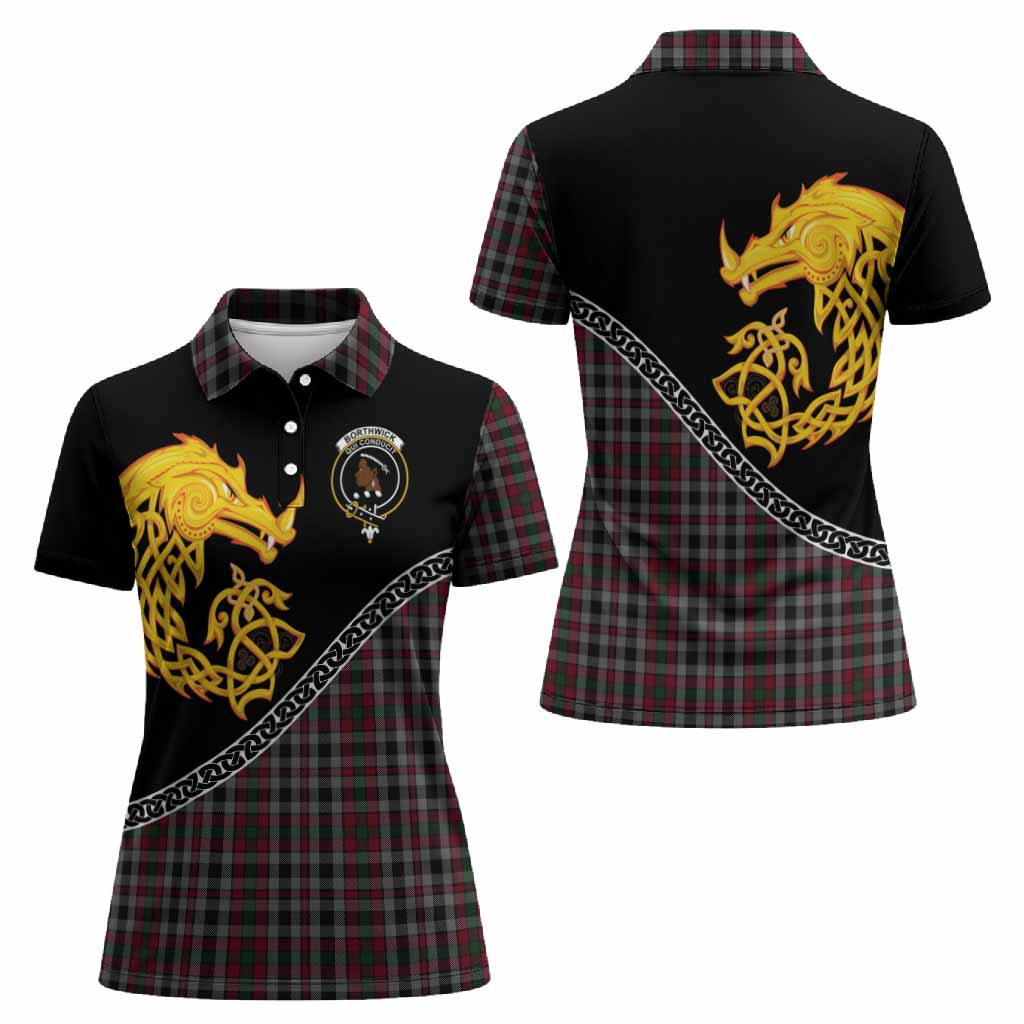 Borthwick Tartan Crest Women Polo Shirt Legendary Dragon Knot Half Style