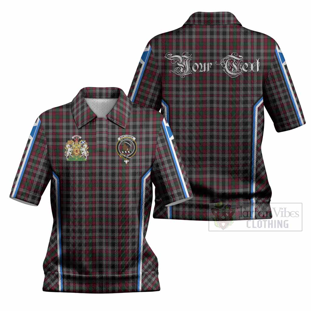 Borthwick Tartan Crest Women’s Polo Sweater Top Scotland Coat of Arm Flag Style