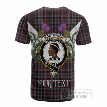 Borthwick Tartan Family Crest Cotton T-shirt Scottish Burns Night Thistle Floral