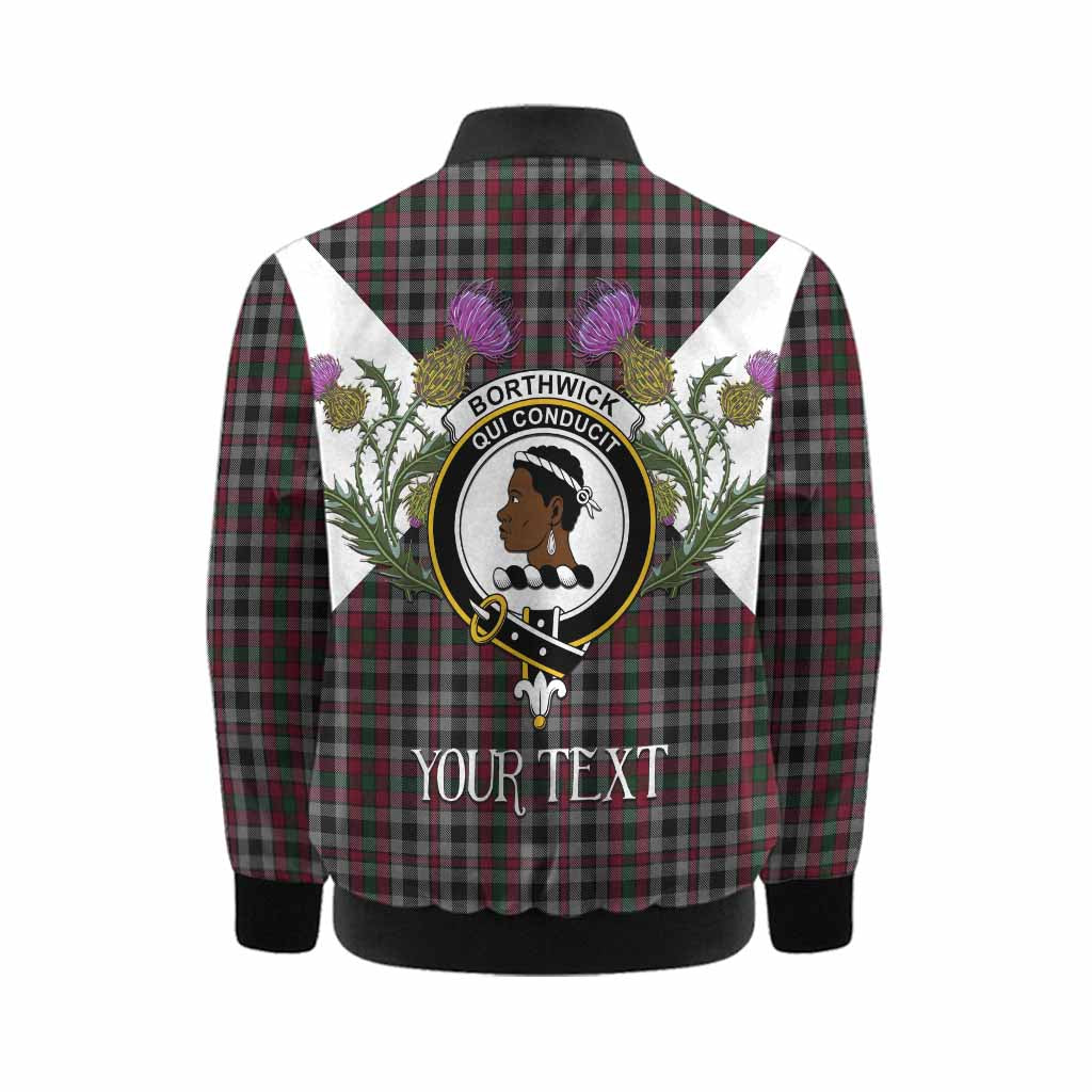 Borthwick Tartan Family Crest Kid Bomber Jacket Scottish Burns Night Thistle Floral