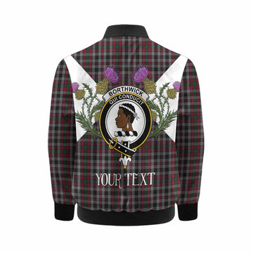 Borthwick Tartan Family Crest Kid Bomber Jacket Scottish Burns Night Thistle Floral