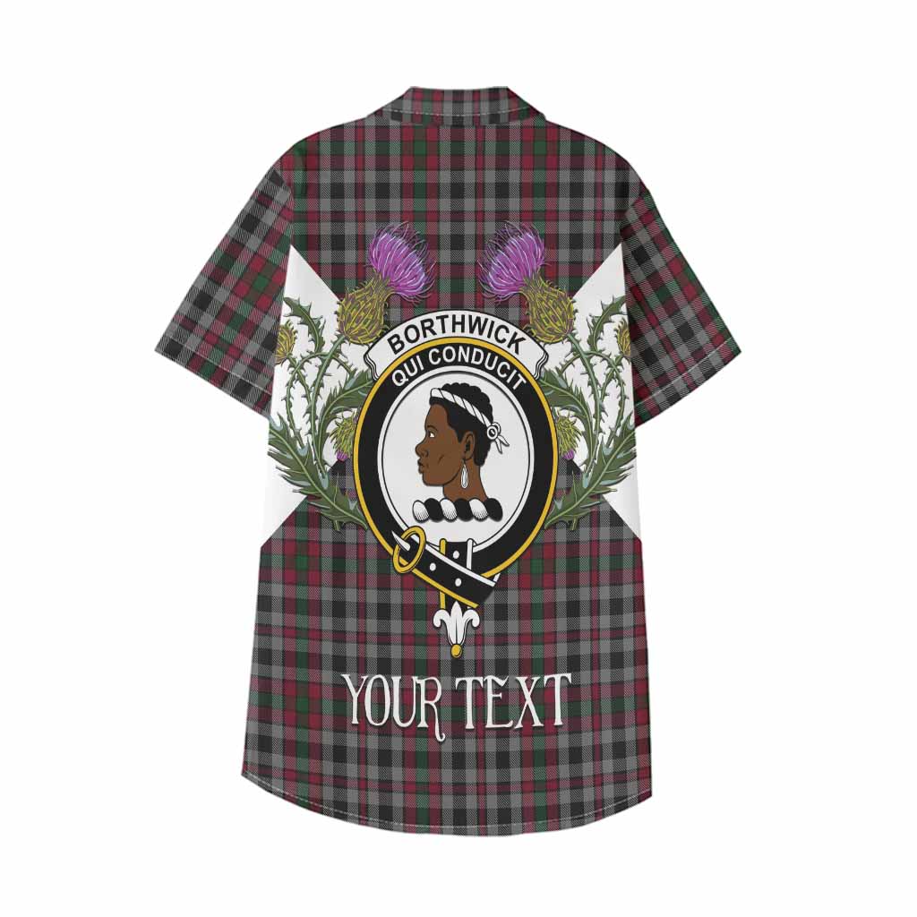 Borthwick Tartan Family Crest Kid Hawaiian Shirt Scottish Burns Night Thistle Floral