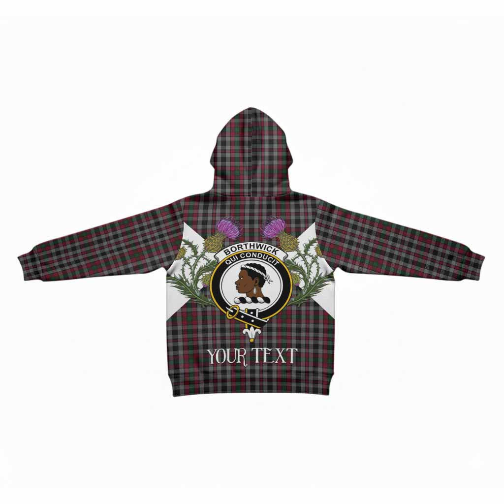 Borthwick Tartan Family Crest Kid Hoodie Scottish Burns Night Thistle Floral