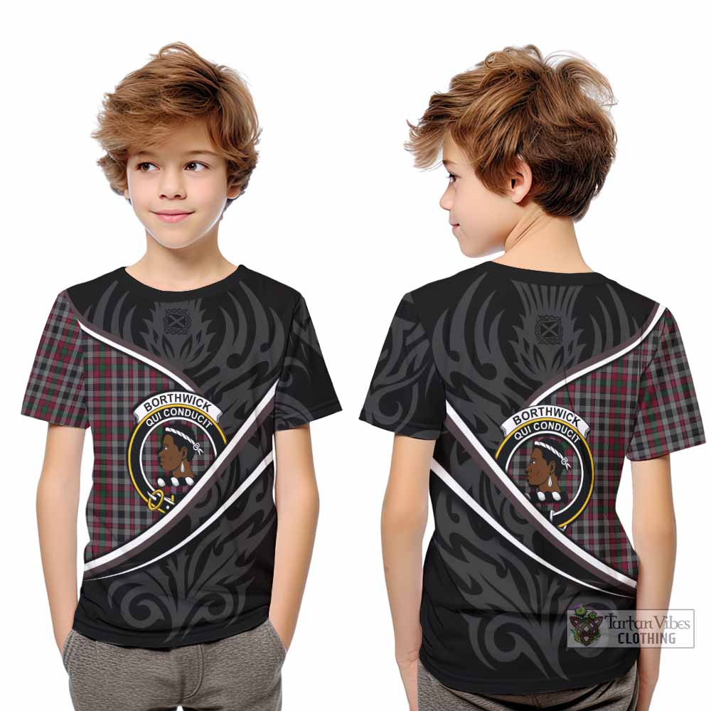 Borthwick Tartan Family Crest Kid T-shirt Celtic Scottish Thistle Floral - Tartan Vibes Clothing