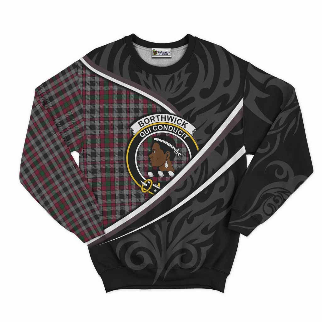 Borthwick Tartan Family Crest Sweatshirt Celtic Scottish Thistle Floral - Tartan Vibes Clothing