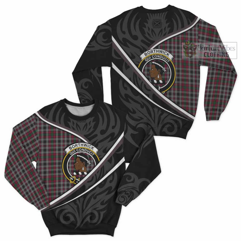 Borthwick Tartan Family Crest Sweatshirt Celtic Scottish Thistle Floral - Tartan Vibes Clothing