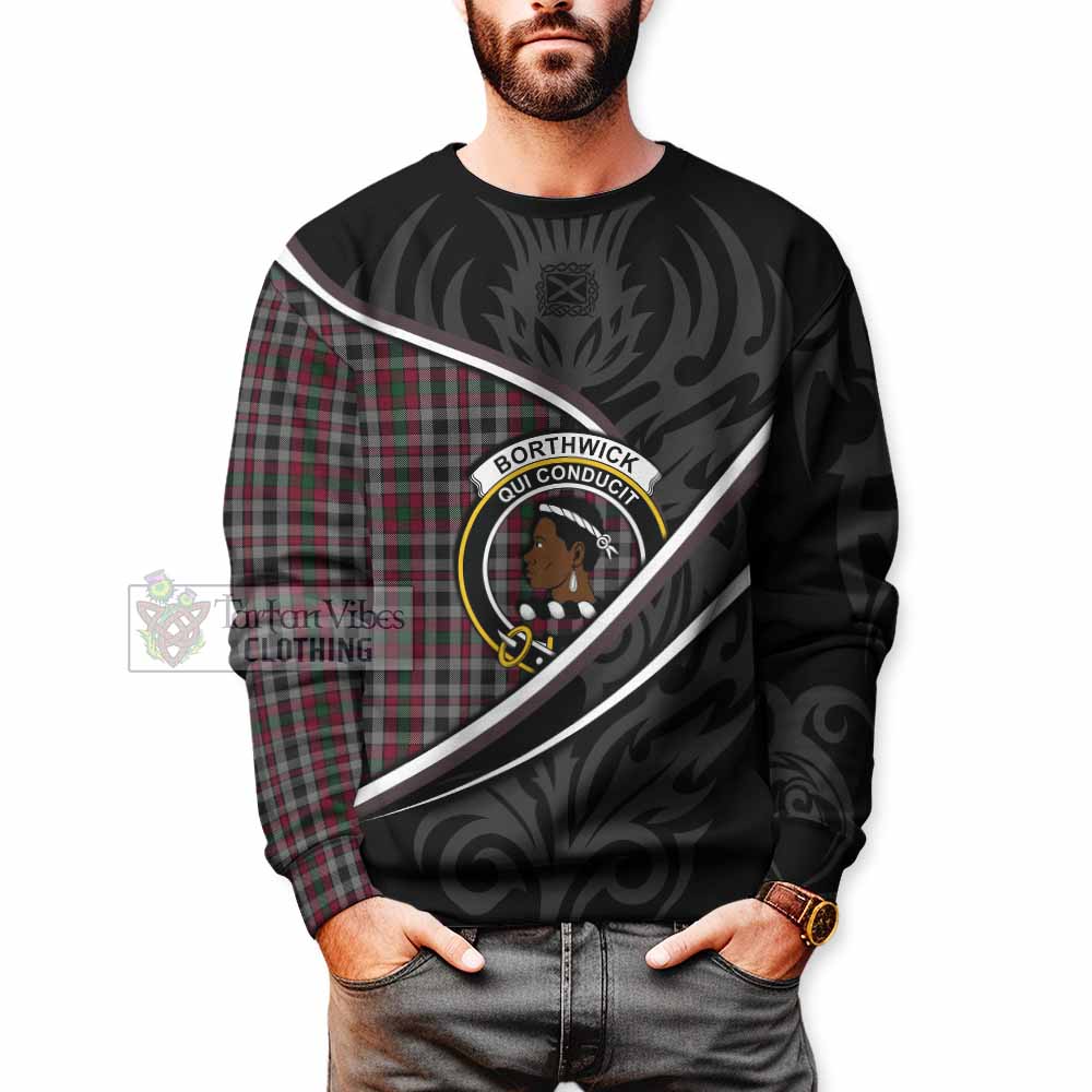 Borthwick Tartan Family Crest Sweatshirt Celtic Scottish Thistle Floral - Tartan Vibes Clothing