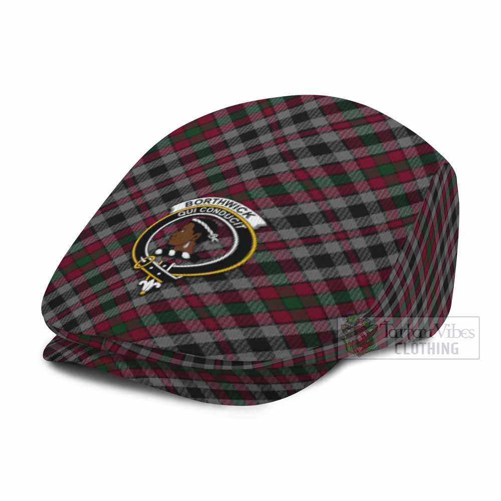 Borthwick Tartan Flat Cap, Jeff Cap Cross Style with Family Crest - Tartan Vibes Clothing