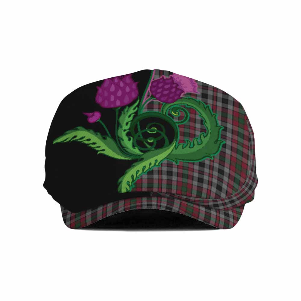 Borthwick Tartan Flat Cap, Jeff Cap Traditional Scottish Thistle
