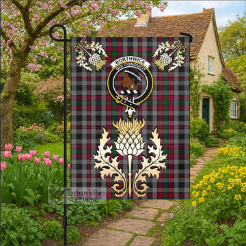 Borthwick Tartan Garden Flag with Golden Regal Scottish Thistle Emblem - Tartan Vibes Clothing