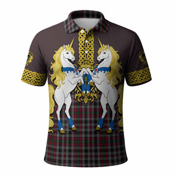 Borthwick Tartan Polo Shirt Unicorn Celtic Knot And Thistle Emblem
