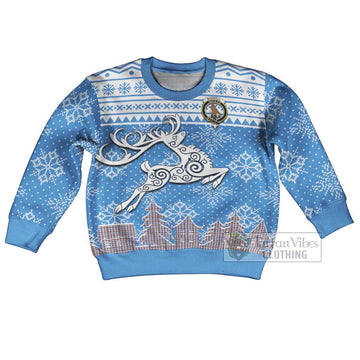 Boswell Clan Christmas Kid Ugly Sweater with Tartan and Celtic Reindeer Style Kid - Tartan Vibes Clothing