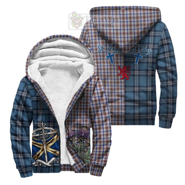 Boswell Tartan Sherpa Hoodie Happy St. Andrew's Day Half Tartan Style Unisex S - Tartan Vibes Clothing