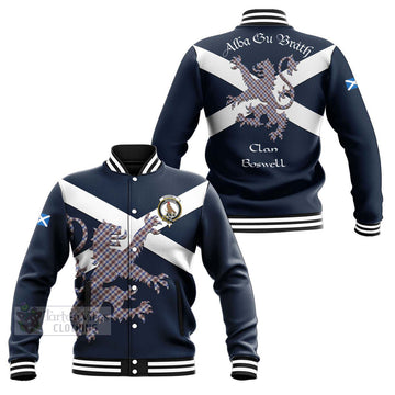 Boswell Tartan Lion Rampant Baseball Jacket Proudly Display Your Heritage with Alba Gu Brath and Clan Name Unisex - Tartan Vibes Clothing