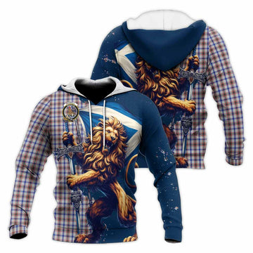 Boswell Tartan Family Crest Knitted Hoodie with Scottish Majestic Lion Unisex Knitted Pullover Hoodie - Tartan Vibes Clothing