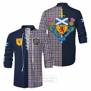 Boswell Tartan Ghillie Kilt Shirt Alba with Scottish Lion Royal Arm Half Style Men - Tartan Vibes Clothing