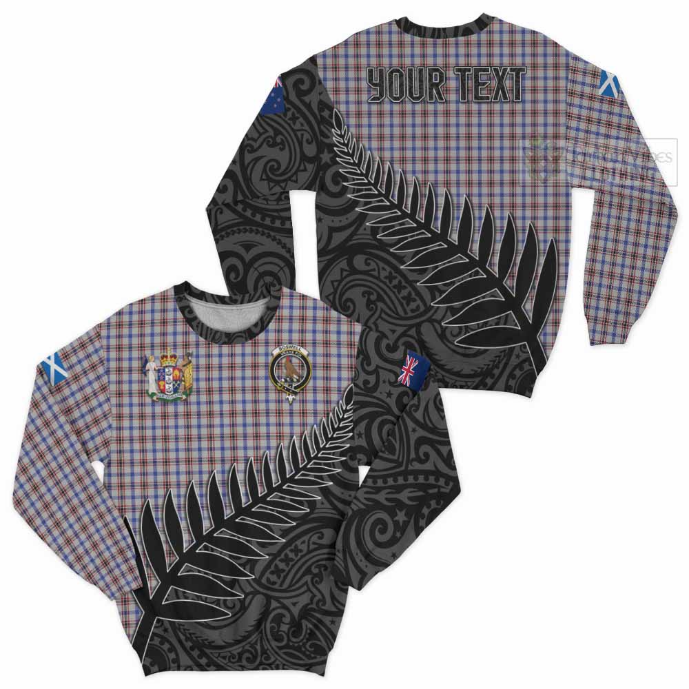 Boswell Crest Tartan Sweatshirt with New Zealand Silver Fern Half Style Unisex - Tartan Vibes Clothing