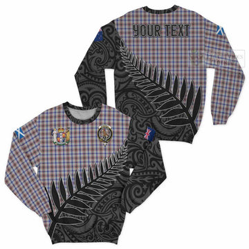 Boswell Crest Tartan Sweatshirt with New Zealand Silver Fern Half Style Unisex - Tartan Vibes Clothing