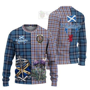 Boswell Tartan Knitted Sweater Happy St. Andrew's Day Half Tartan Style Unisex - Tartan Vibes Clothing