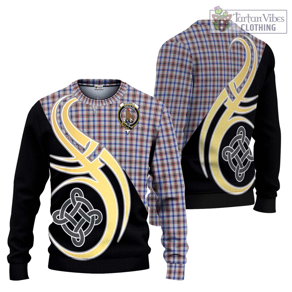 Boswell Tartan Ugly Sweater with Family Crest and Celtic Symbol Style Unisex - Tartan Vibes Clothing