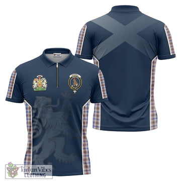 Boswell Tartan Zipper Polo Shirt with Family Crest and Lion Rampant Vibes Sport Style Unisex - Tartan Vibes Clothing