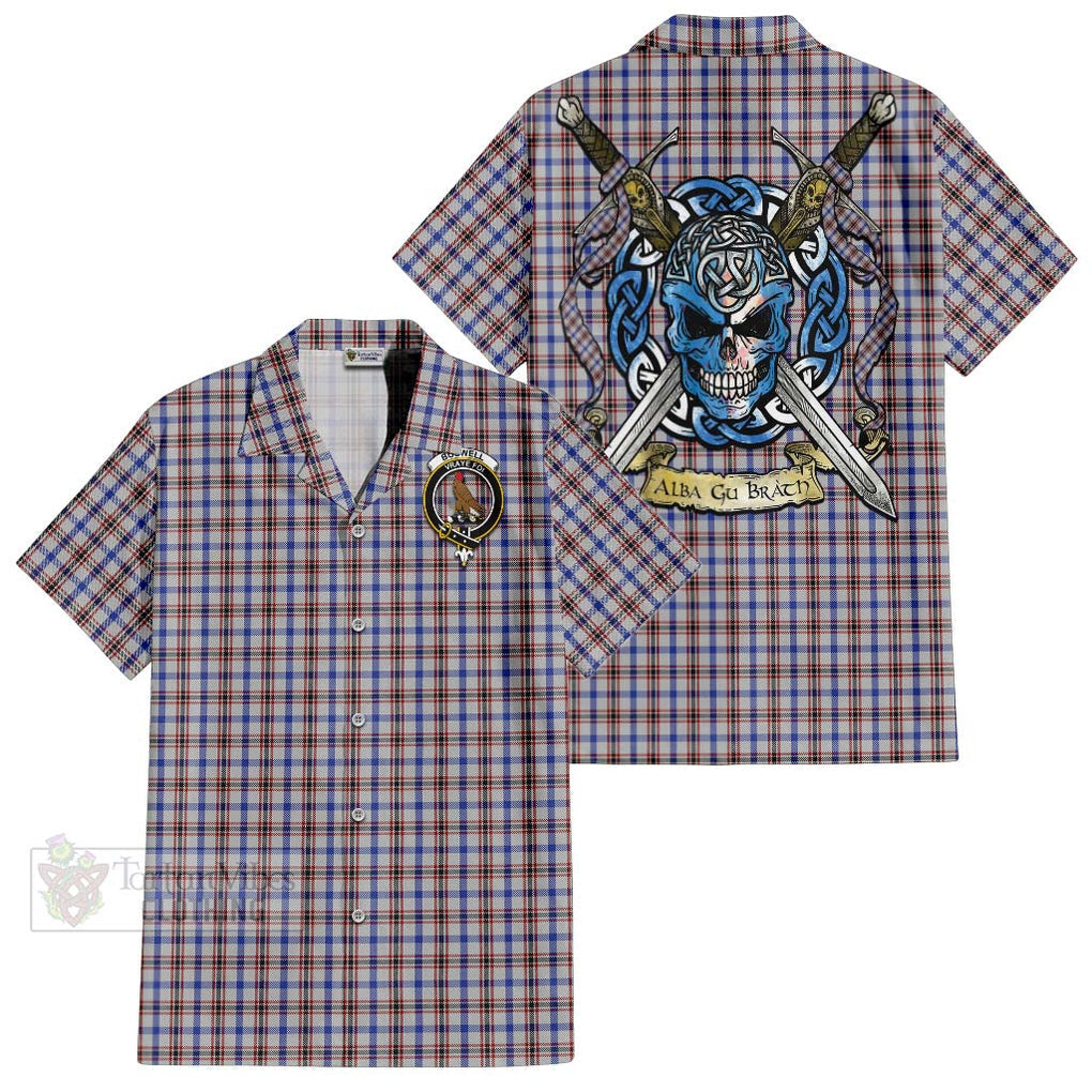 Boswell Tartan Hawaiian Shirt with Family Crest Celtic Skull Style Kid - Tartan Vibes Clothing