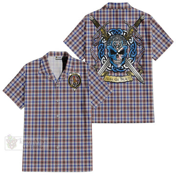 Boswell Tartan Hawaiian Shirt with Family Crest Celtic Skull Style Kid - Tartan Vibes Clothing
