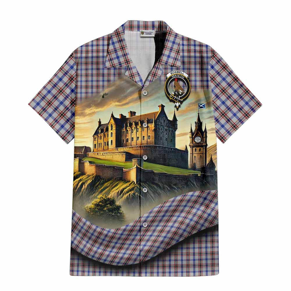Boswell Tartan Family Crest Hawaiian Shirt with Scottish Ancient Castle Style Kid - Tartan Vibes Clothing