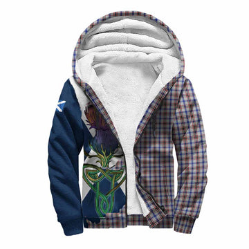 Tartan Vibes Clothing Boswell Tartan Family Crest Sherpa Hoodie Scottish Thistle Celtic Inspired
