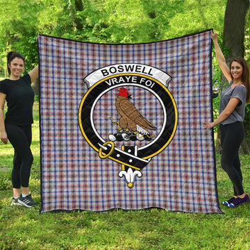 Boswell Tartan Quilt with Family Crest