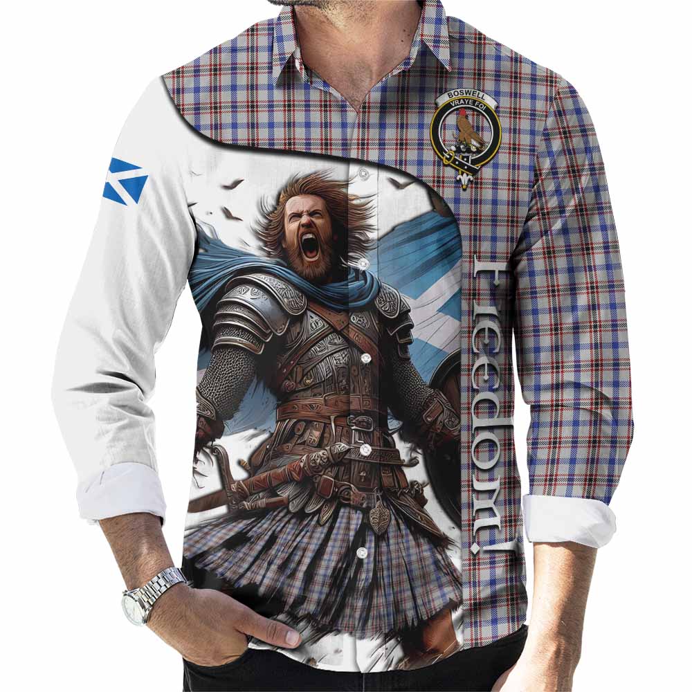 Boswell Crest Tartan Long Sleeve Button Shirt Inspired by the Freedom of Scottish Warrior Men's Shirt S - Tartan Vibes Clothing